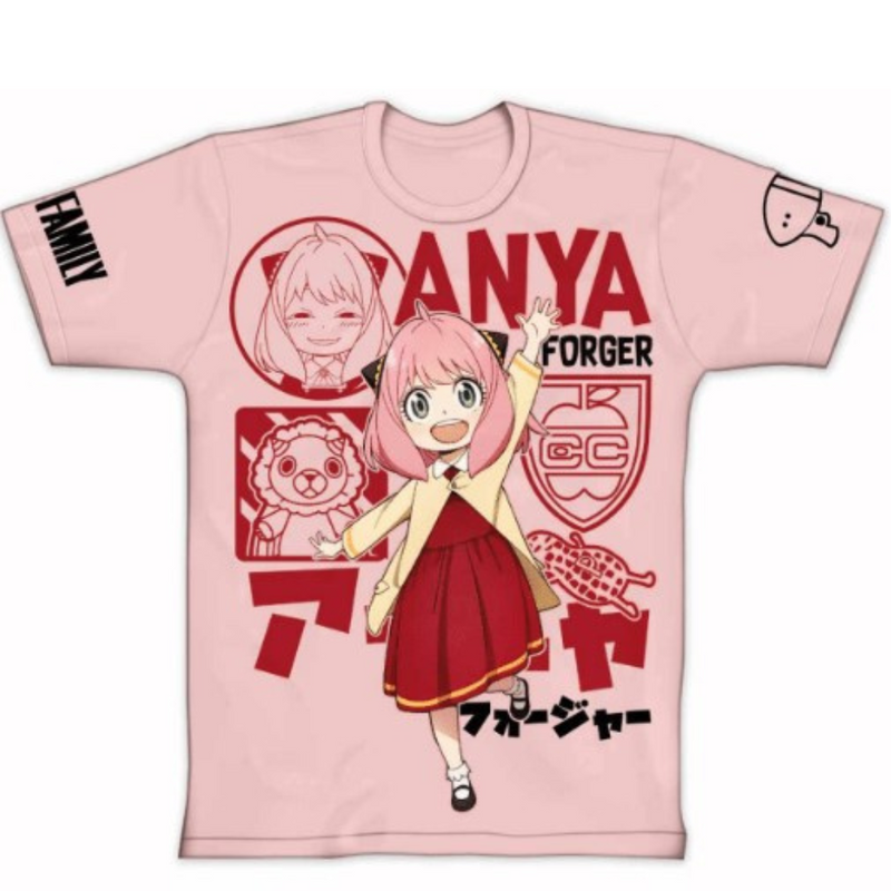 Camiseta Inf Spy Family Anya  cor rosa 100% Algodão